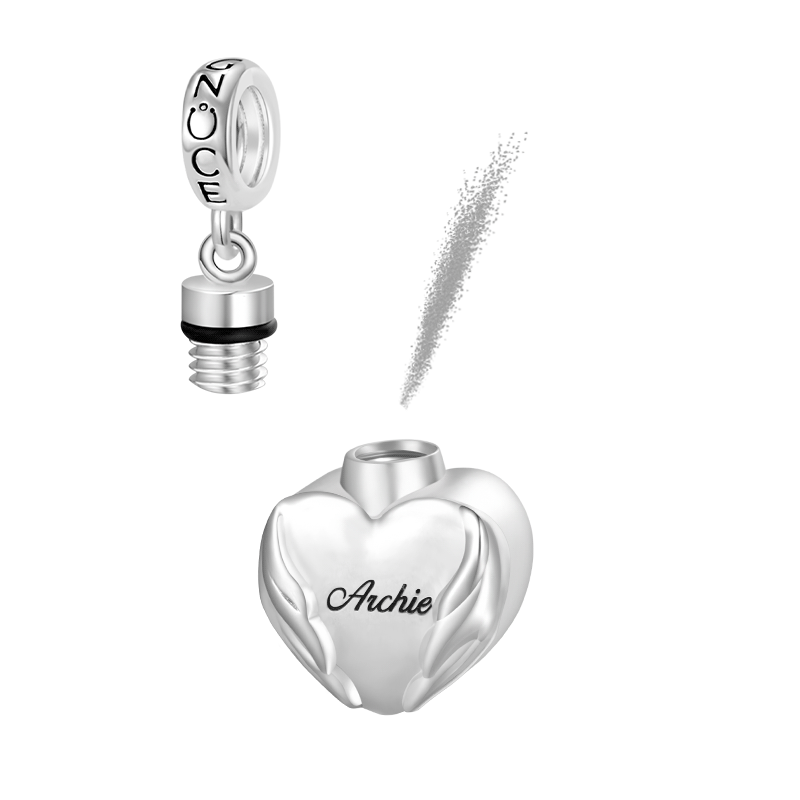 Angel Wings Heart Urn Ashes Pendant