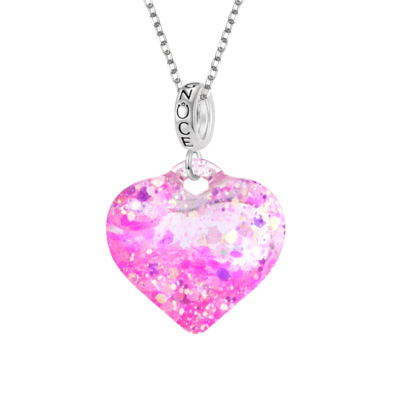 Pink Glitter Heart Necklace