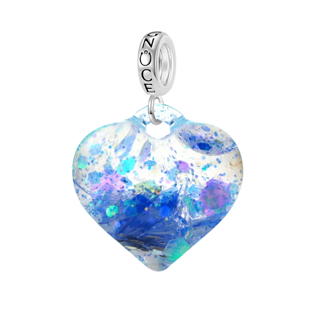 Blue Glitter Heart Pendant