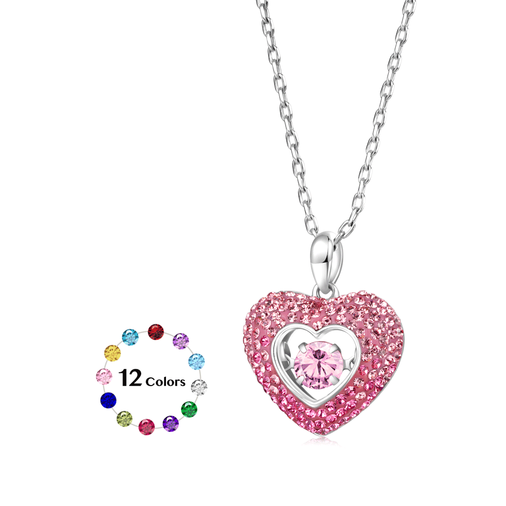 Sparkling Pavé Heart Dancing Necklace