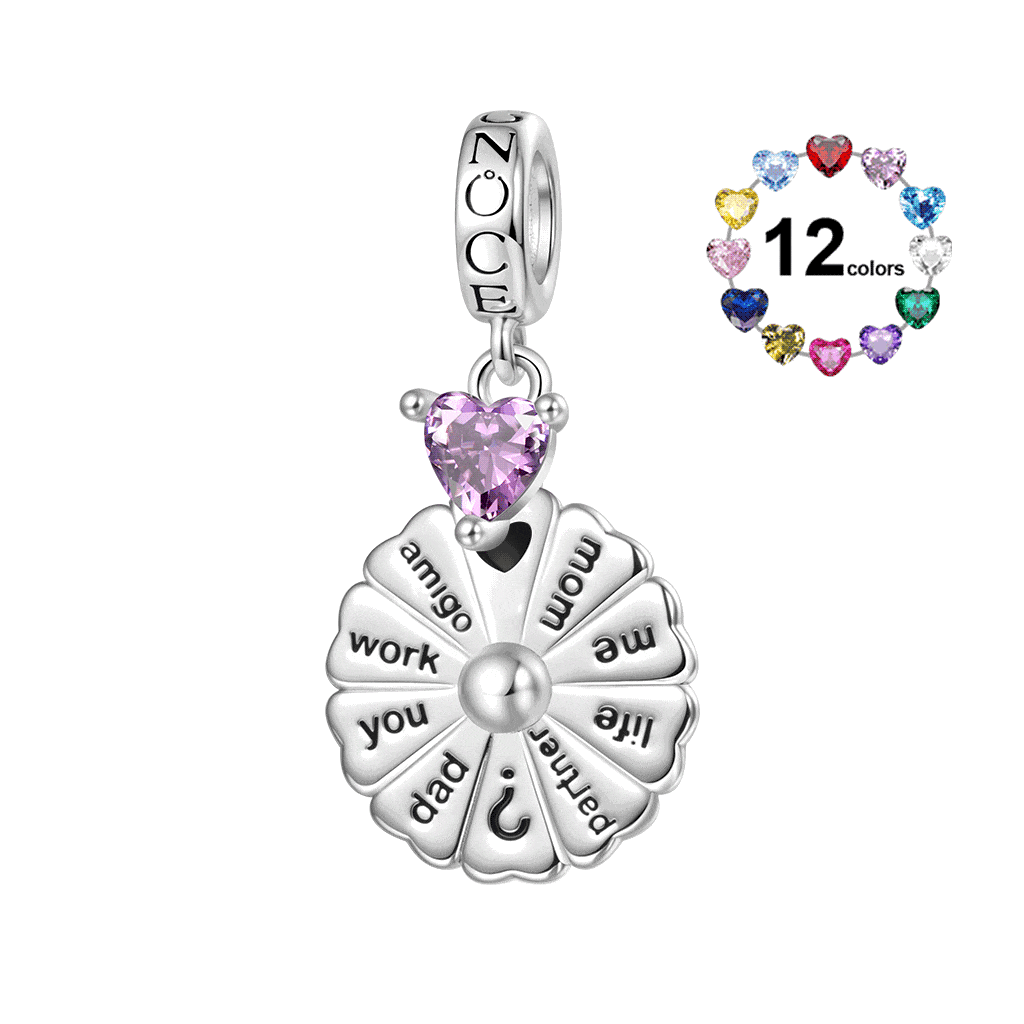 Spinning Turntable Inlaid with Birthstone Pendant