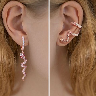 Pink Eyes Snake Earrings