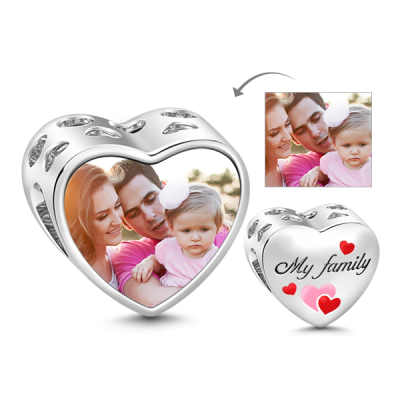 Family Heart Photo Charm