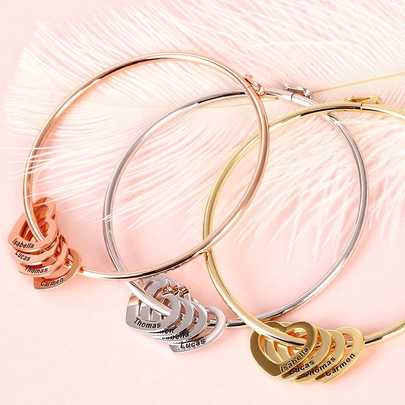 Bangle Bracelet with Heart
