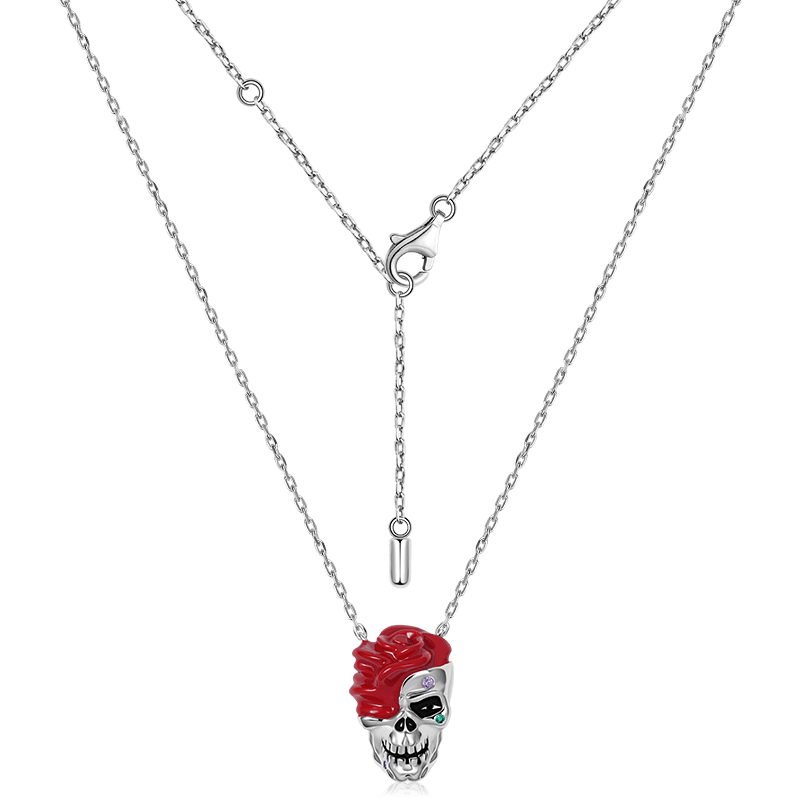 Skull with Rose Necklace