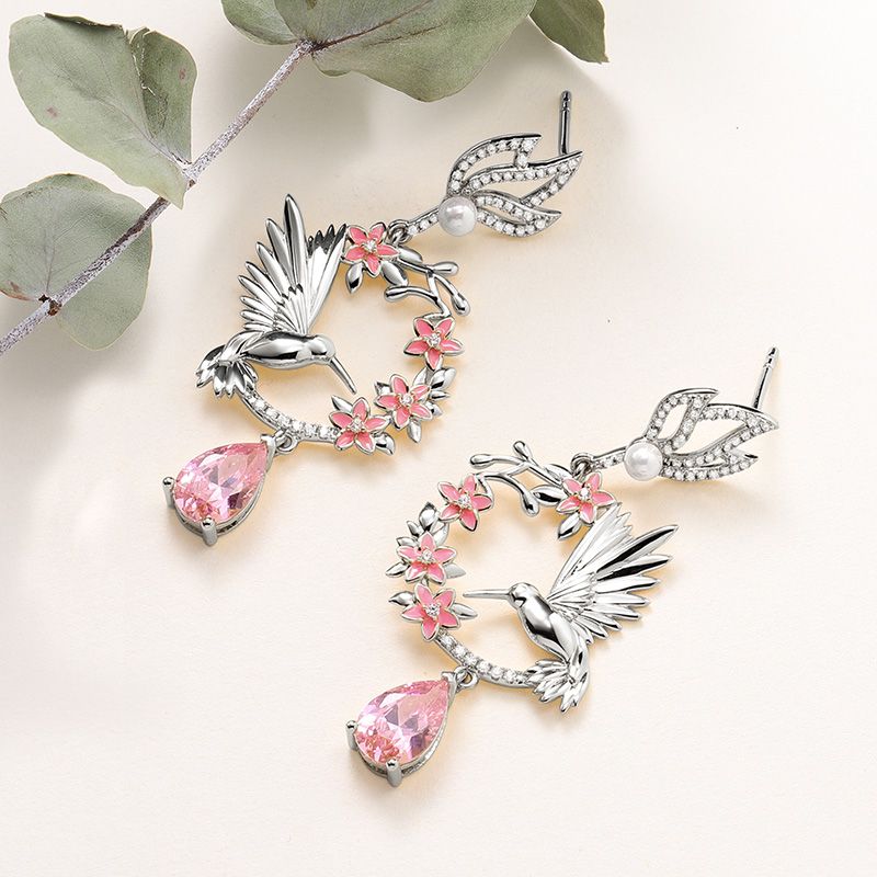 Hummingbird Flower Earrings