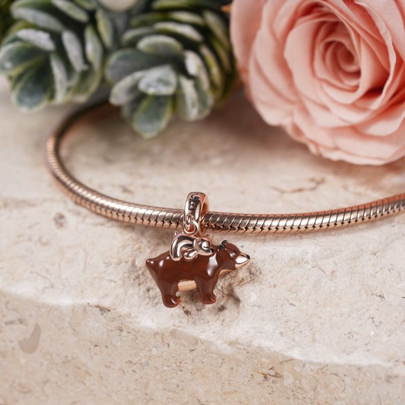 Mother Bear Carries Baby Pendant