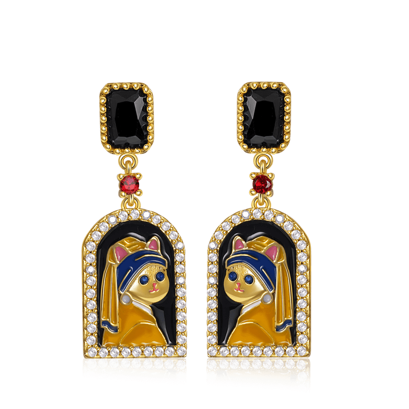 Cat with A Pearl Earring Earring