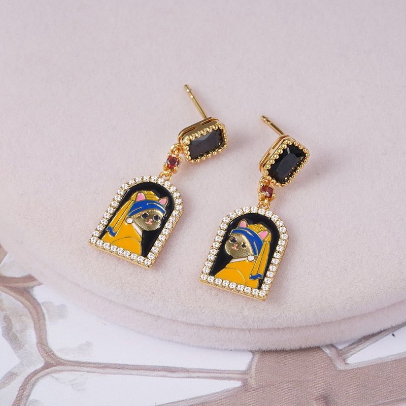 Cat with A Pearl Earring Earring