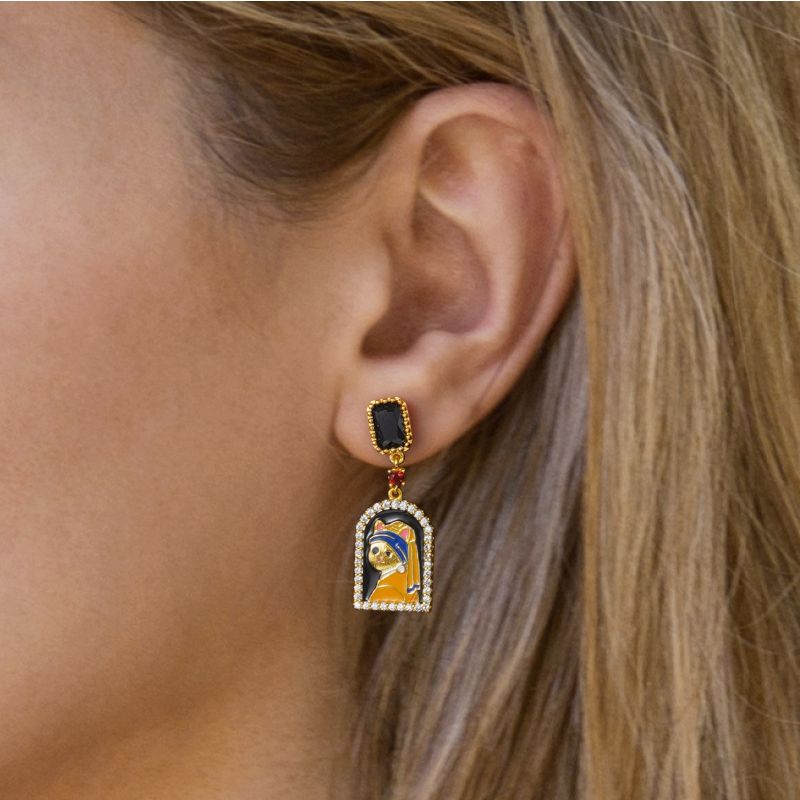 Cat with A Pearl Earring Earring