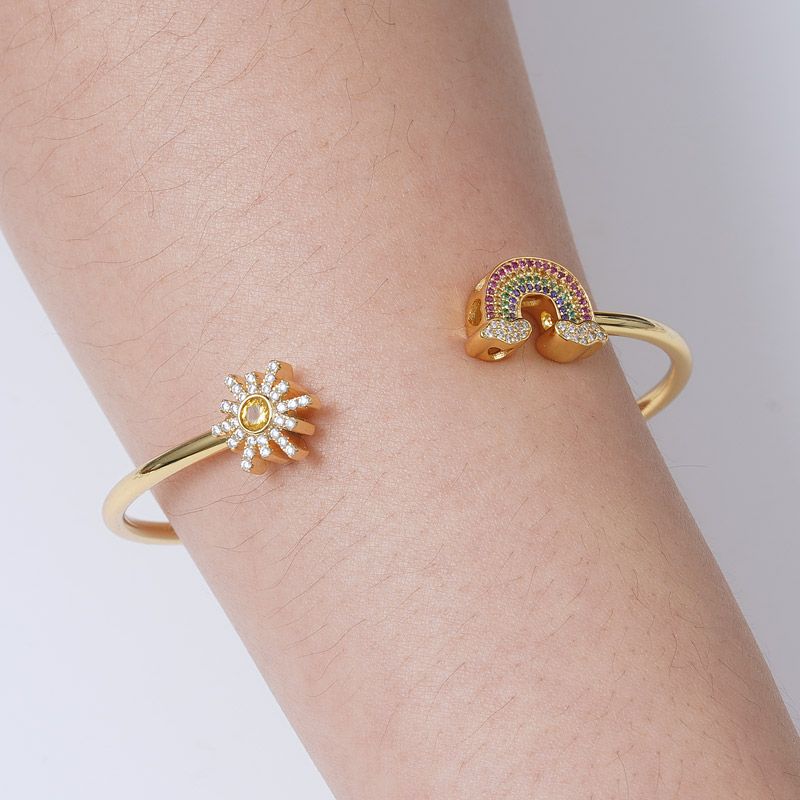Rainbow and Sun Bangle Bracelet
