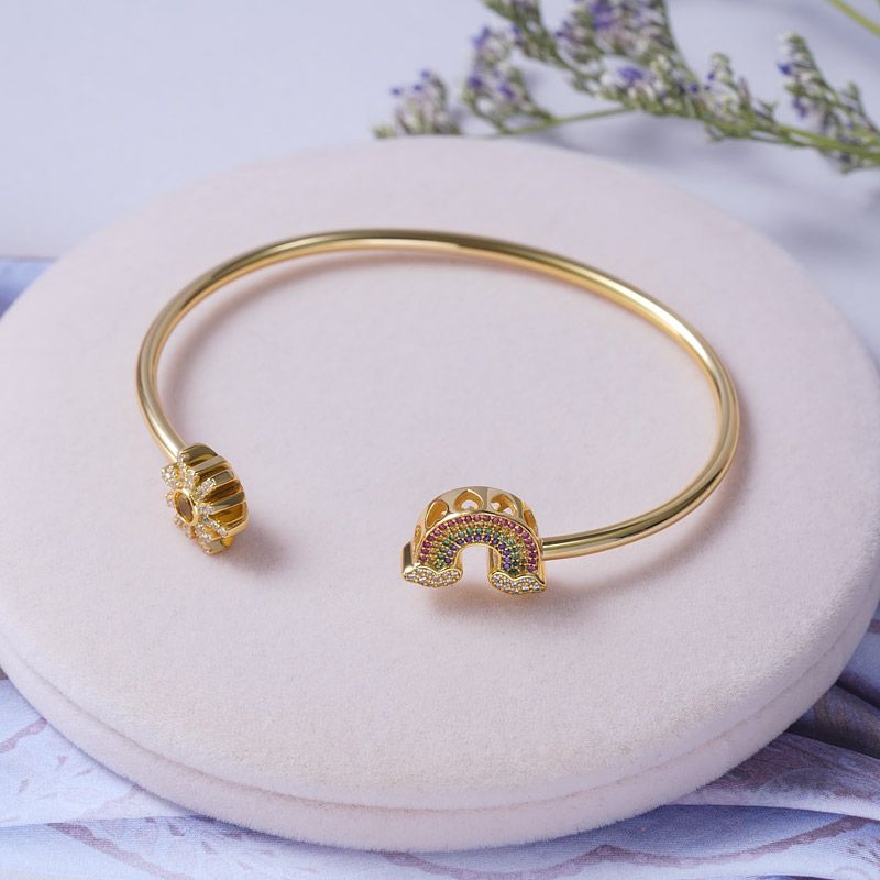 Rainbow and Sun Bangle Bracelet