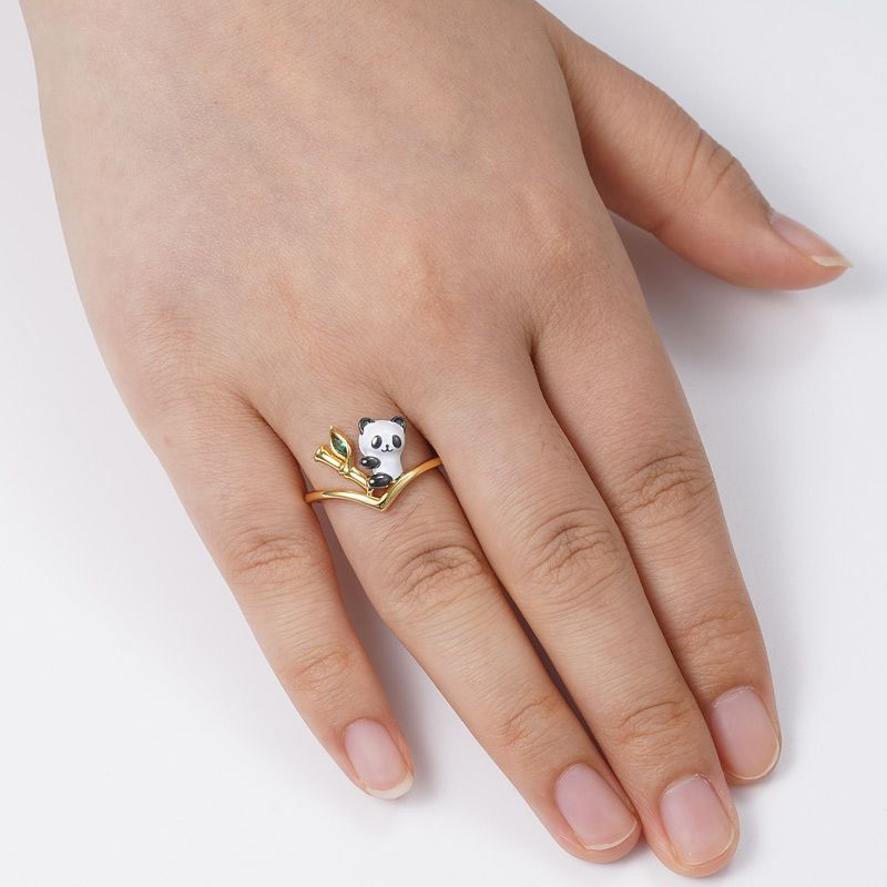 Panda Loves Bamboo V Ring