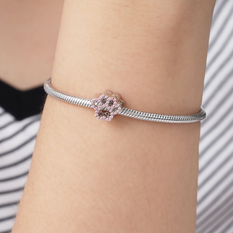 Crystal Pink Paw Charm