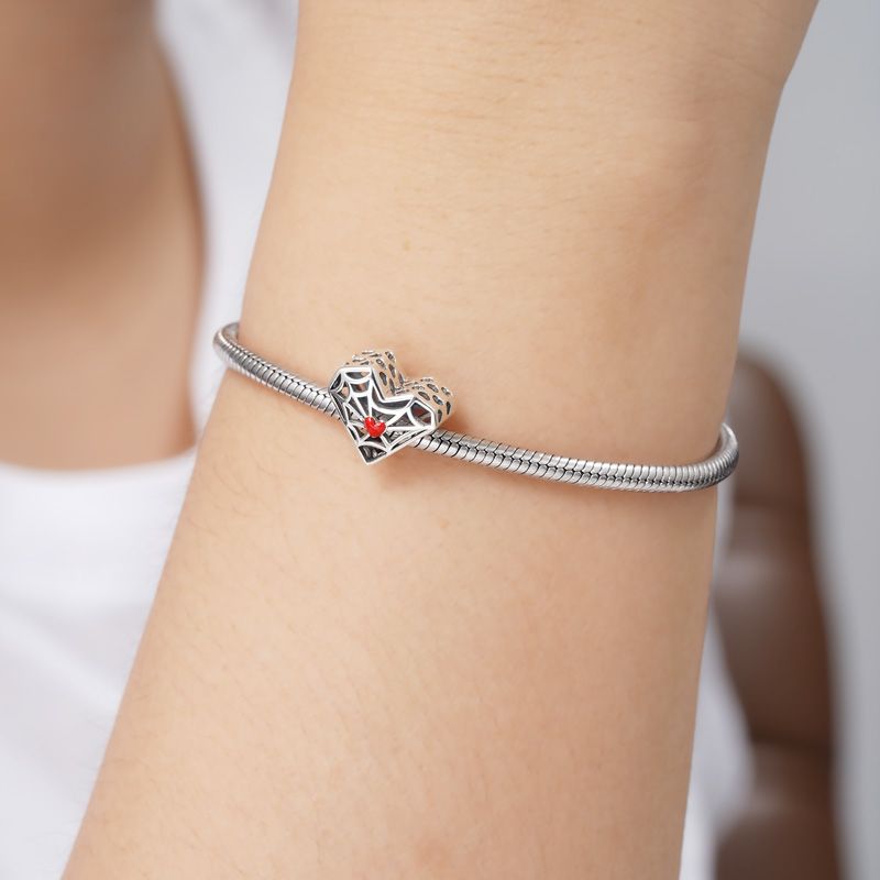 Spider Web Heart Charm