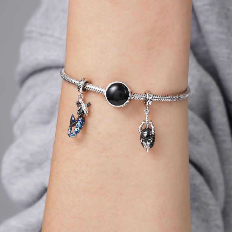 Black Natural Agate Charm