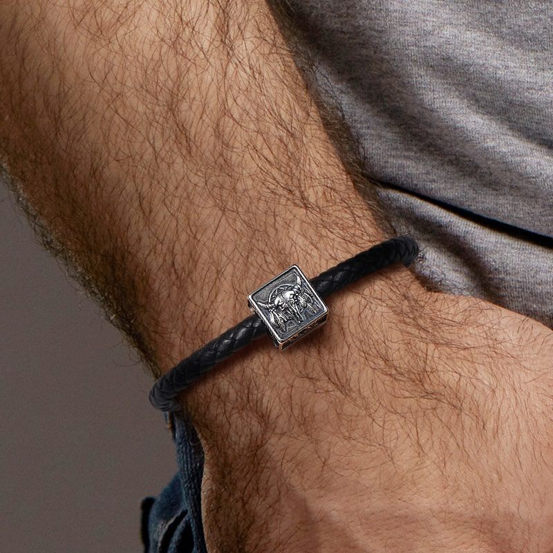 Indian Bull Skull Charm Bracelet