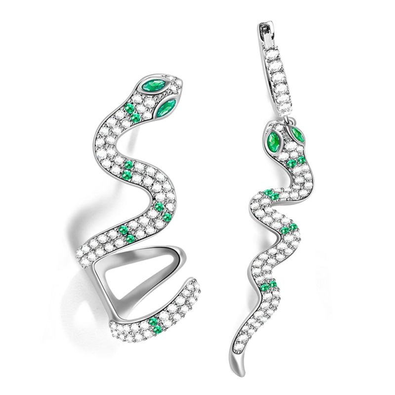 Green Eye Snake Earrings