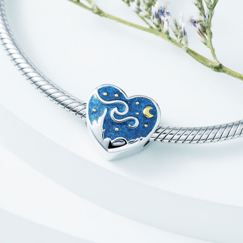 Starry Night Heart Charm