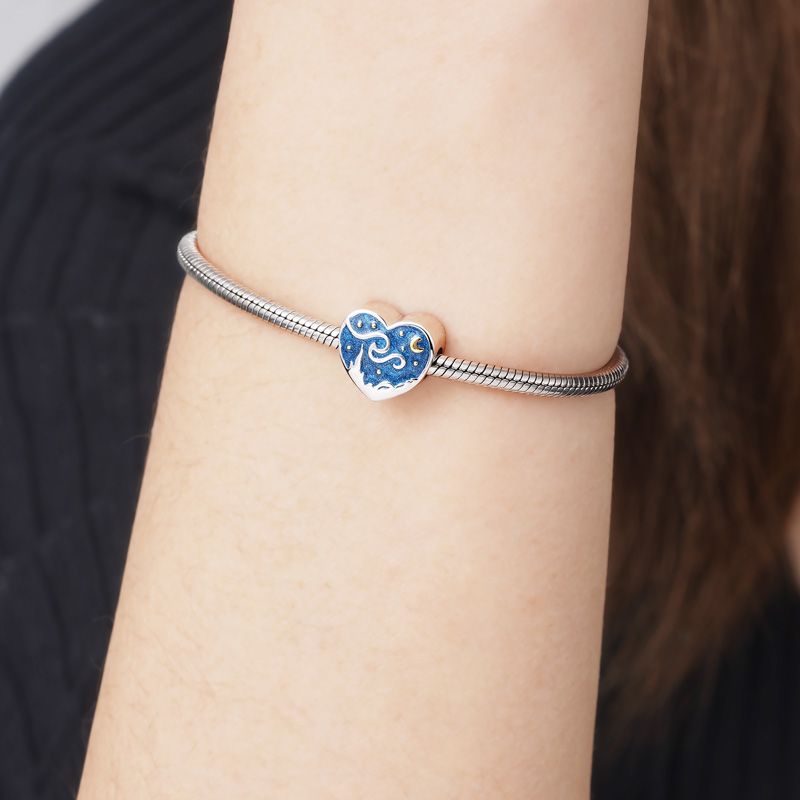 Starry Night Heart Charm