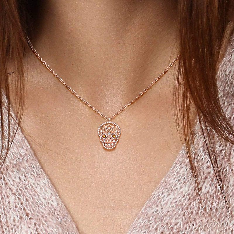 Rose Gold Skull Necklace