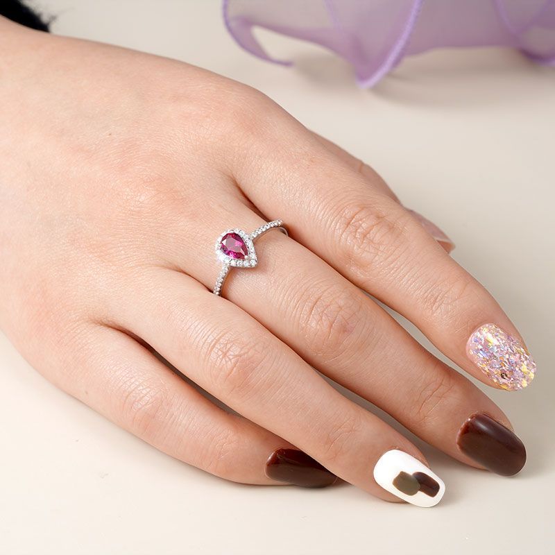 Fuxia Teardrop Promise Ring