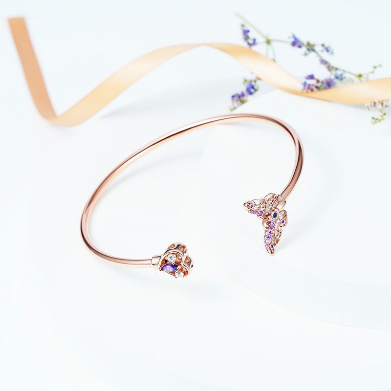 Butterfly & Heart Open Bangle