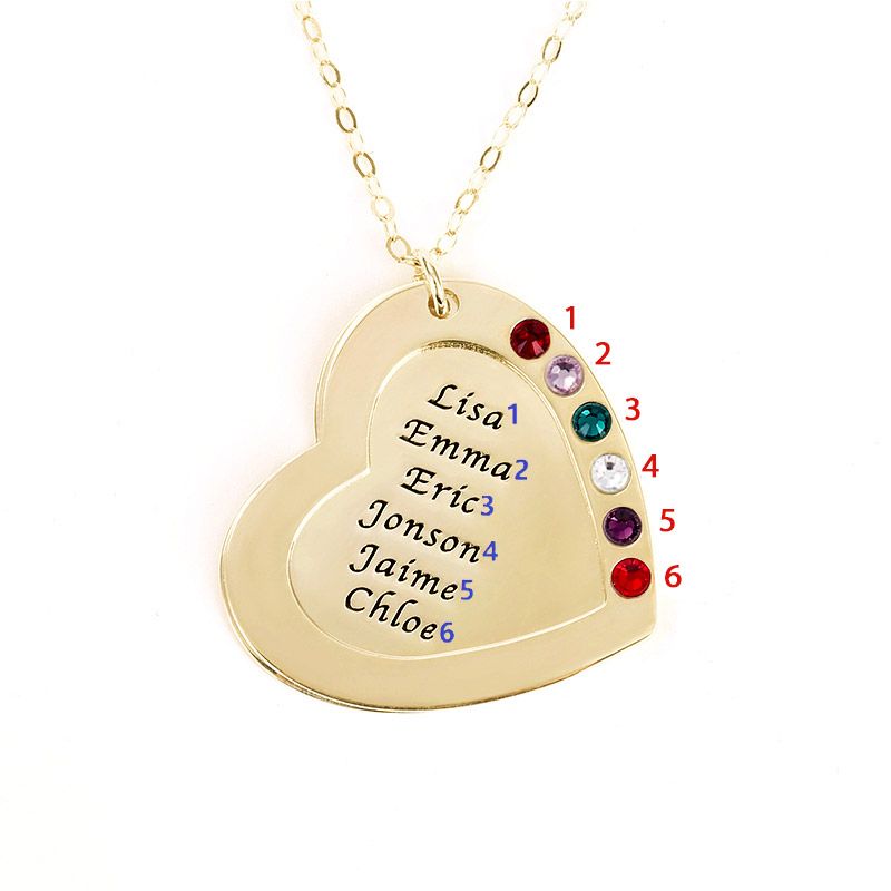Personalized Heart Family Necklace