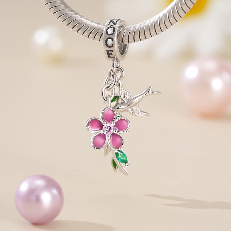 Wicker & Peach Flower Pendant