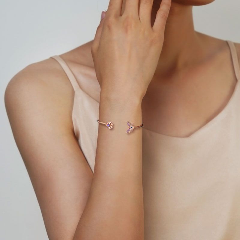 Butterfly & Heart Open Bangle