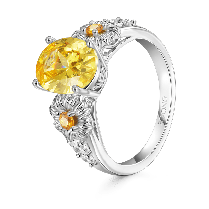 Flower Oval Cut Ring