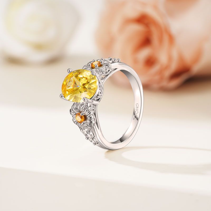 Flower Oval Cut Ring