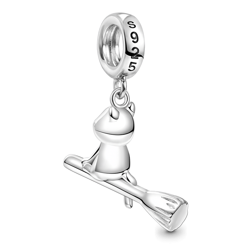 Cat Riding Broom Pendant