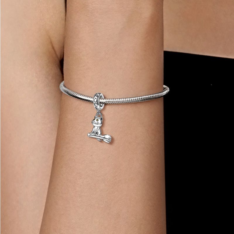 Cat Riding Broom Pendant