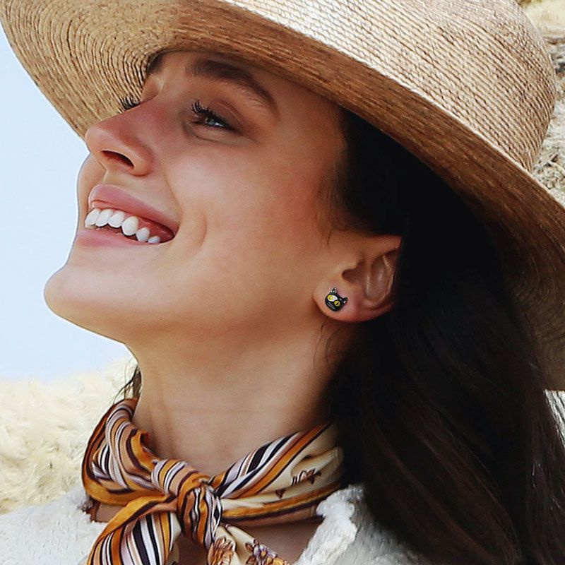 Black Cat Stud Earrings