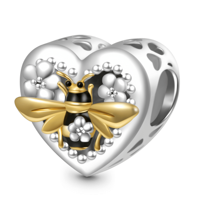 Honey Bee Heart Charm