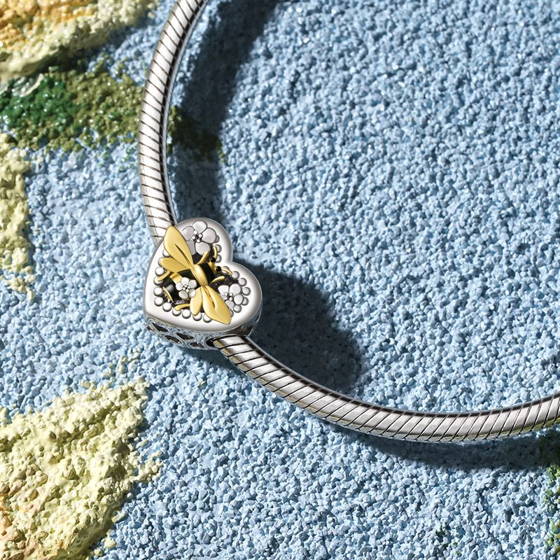 Honey Bee Heart Charm