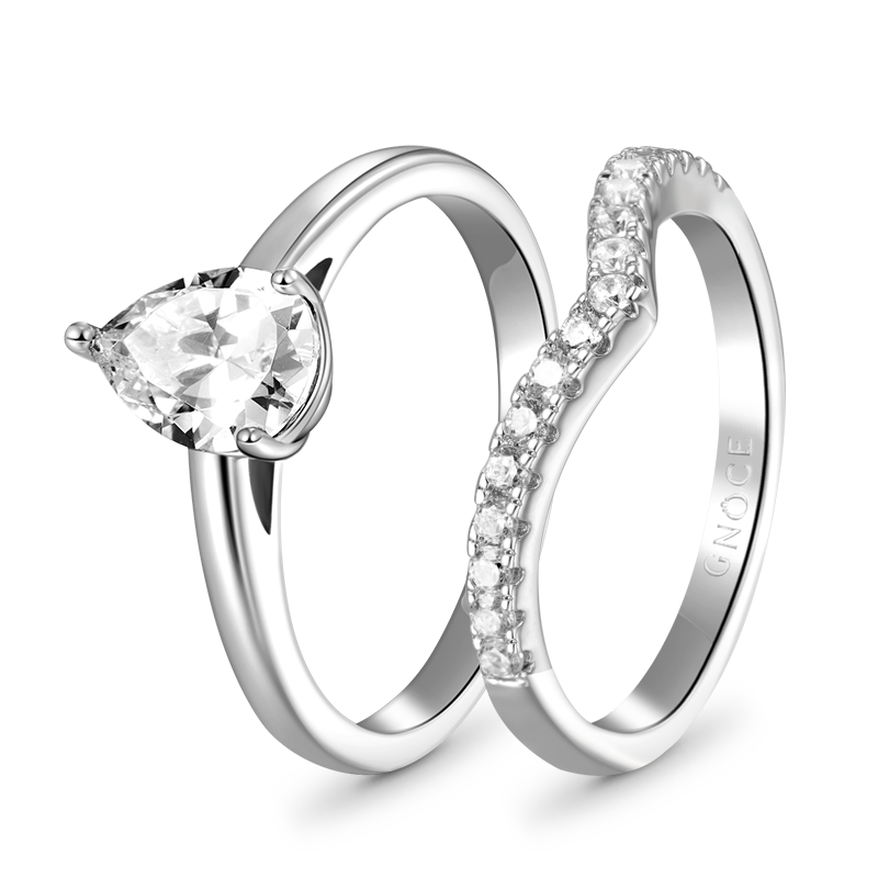 Pear Wishbone Ring Set