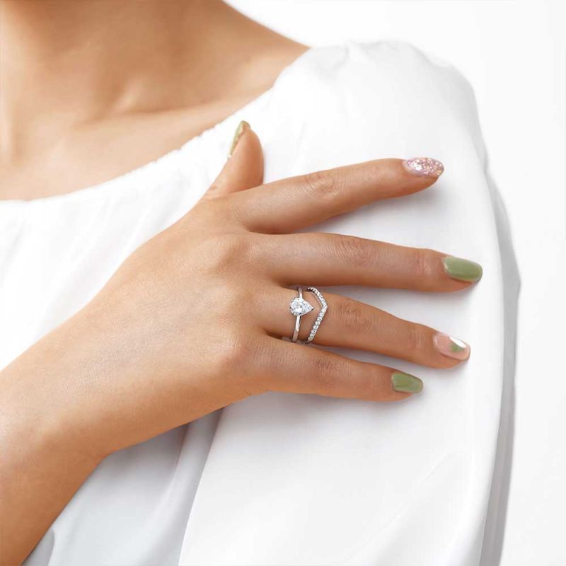 Pear Wishbone Ring Set