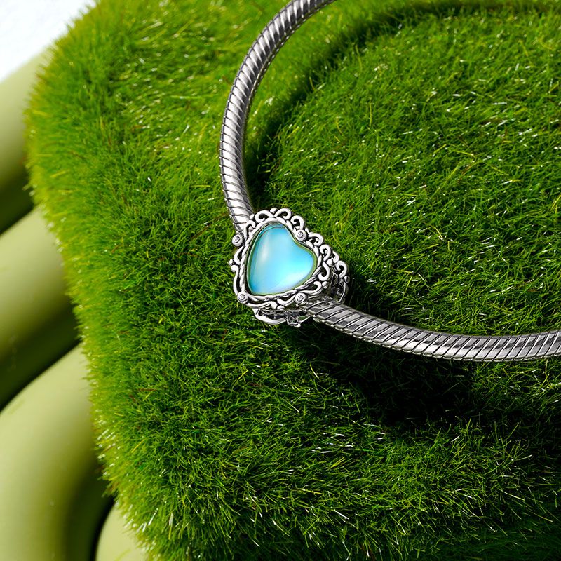 Retro Pattern Heart Charm