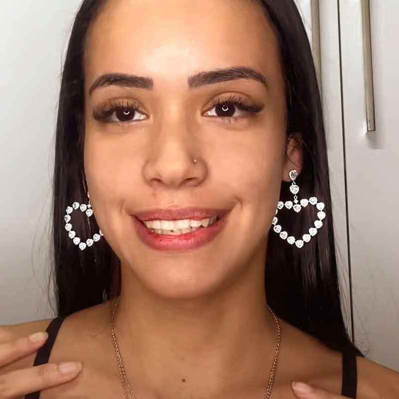 Heart Diamond Dangle Earrings