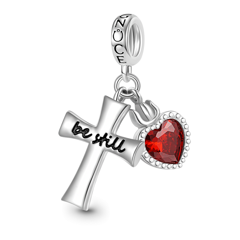 Be still Cross & Heart Pendant