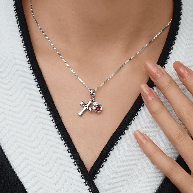 Be still Cross & Heart Pendant