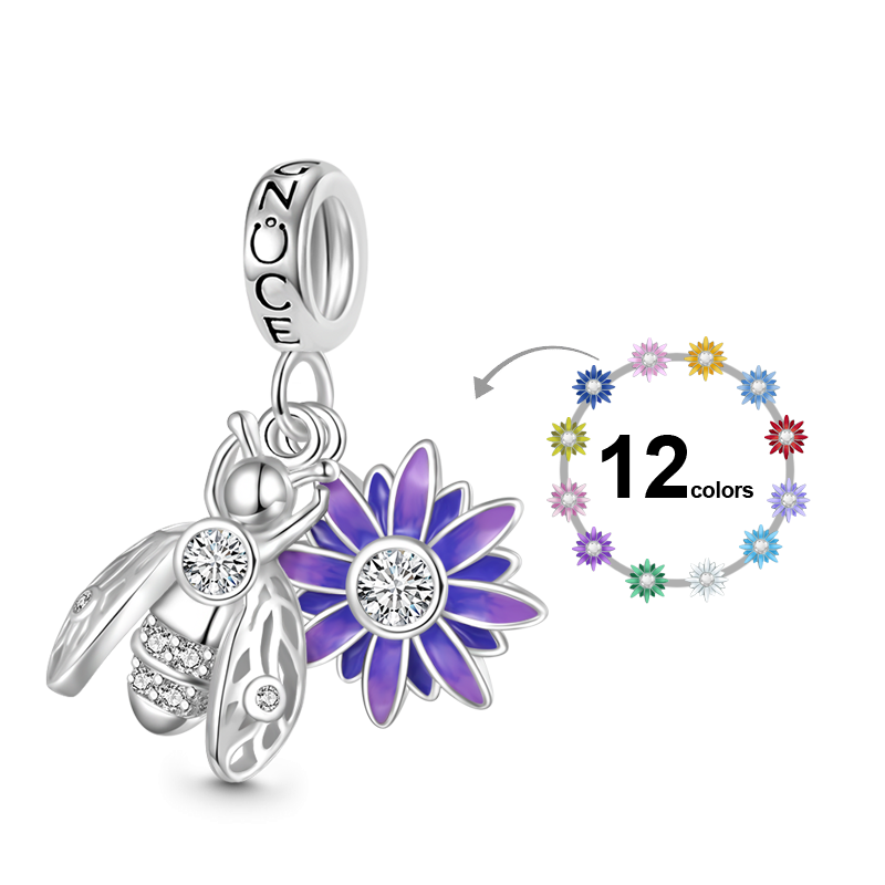 Bee Loves Daisy Birthstone Pendant