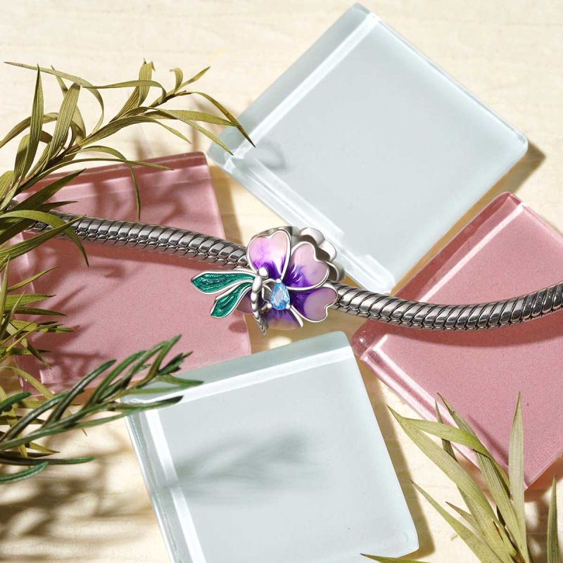 Dragonfly Loves Flower Charm
