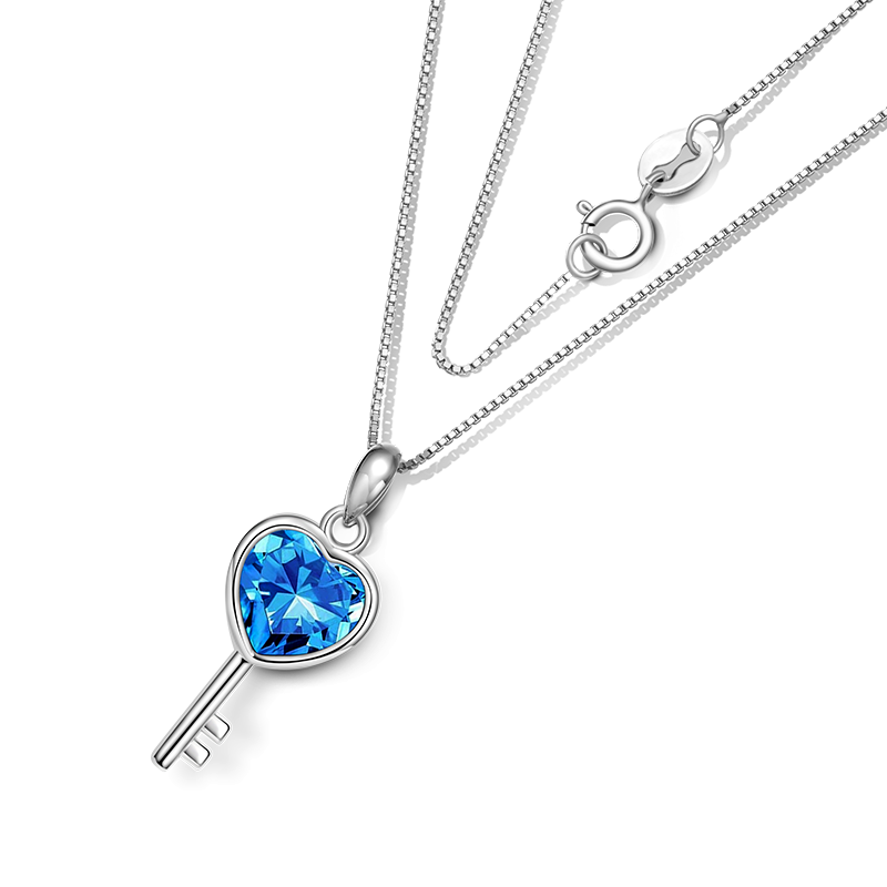 Blue Love Key Necklace