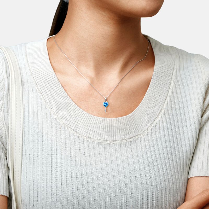 Blue Love Key Necklace