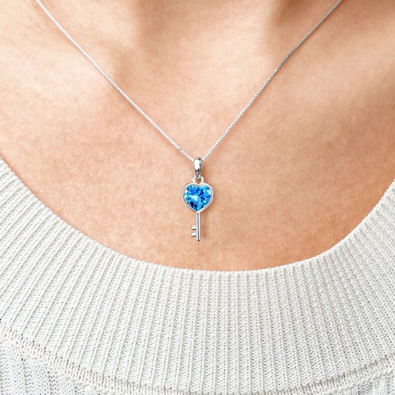 Blue Love Key Necklace