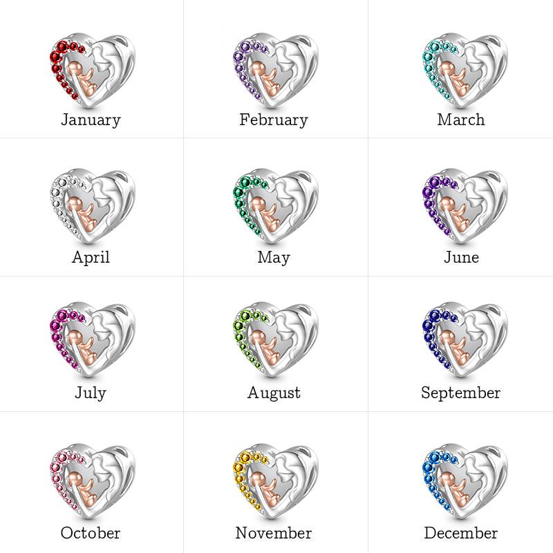 Mom&Baby Birthstone Engravable Charm