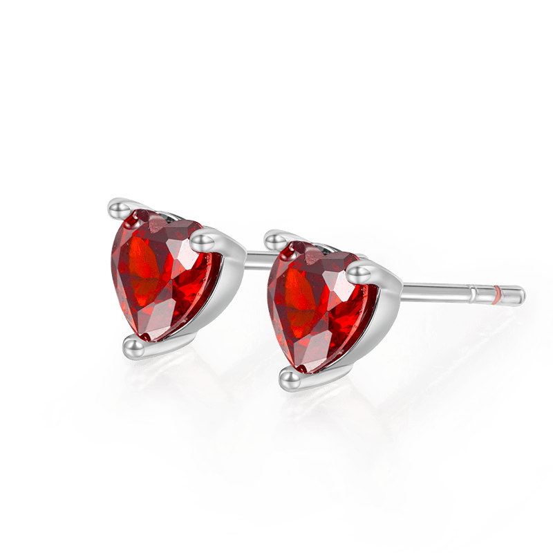 Birthstone Heart Stud Earrings